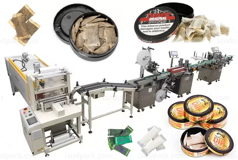 Automatic Snus Cans Filling Capping Labeling Machine Line With Shrink Machine