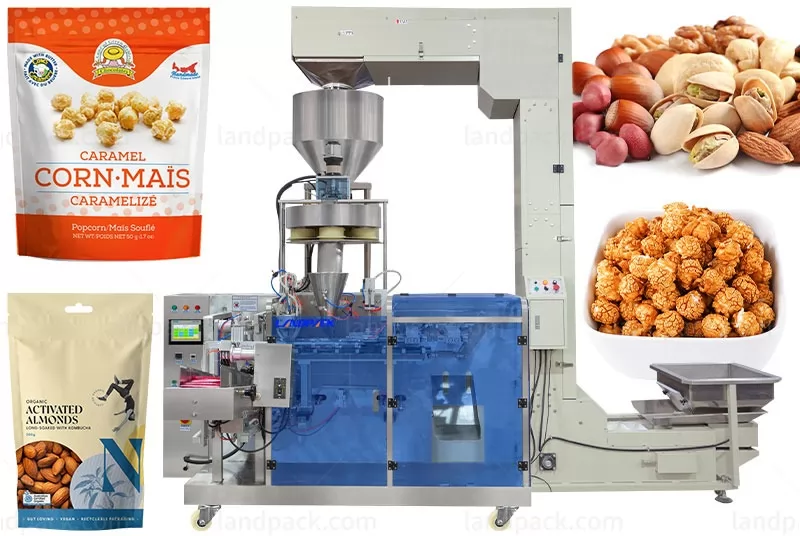 Automatic Granule Popcorn Stand Up Zipper Pouch Packing Machine With Nitrogen Filling Function