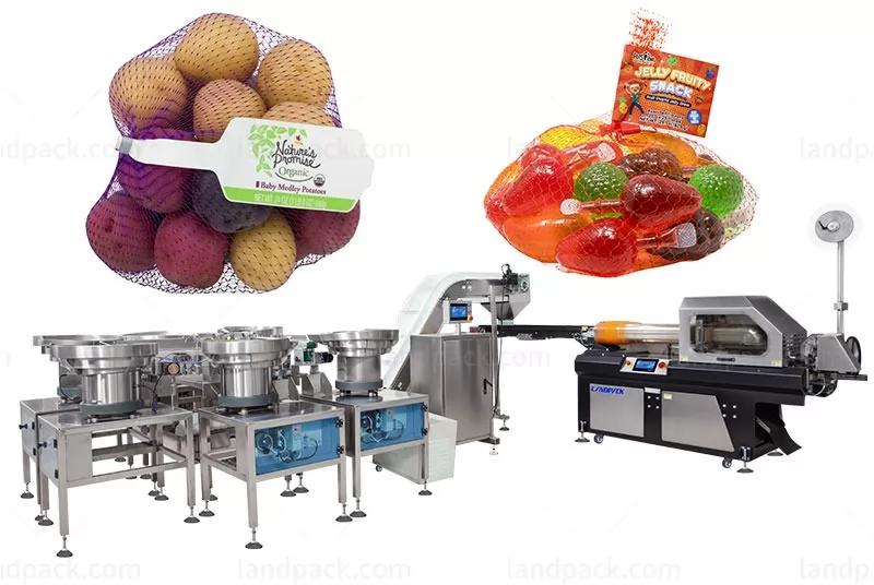 Automatic Mixed Jelly Fruit Vegetable Mesh Net Bags Packing Machine