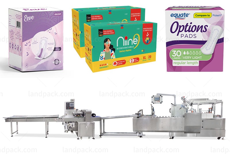 Automatic Sanitary Napkin Pad Flow Wrapping Packing Cartooning Machine