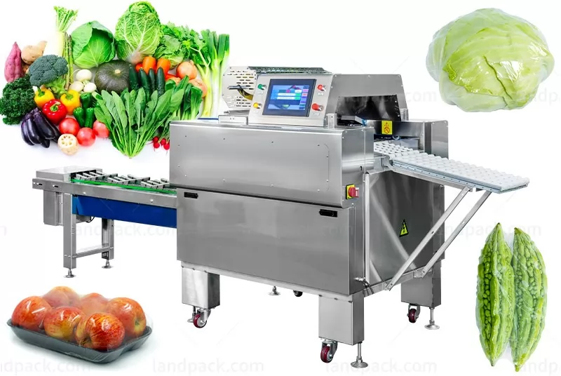 Automatic Lettuce Cucumber Vegetable Fruit Cling Film Packaging Machine