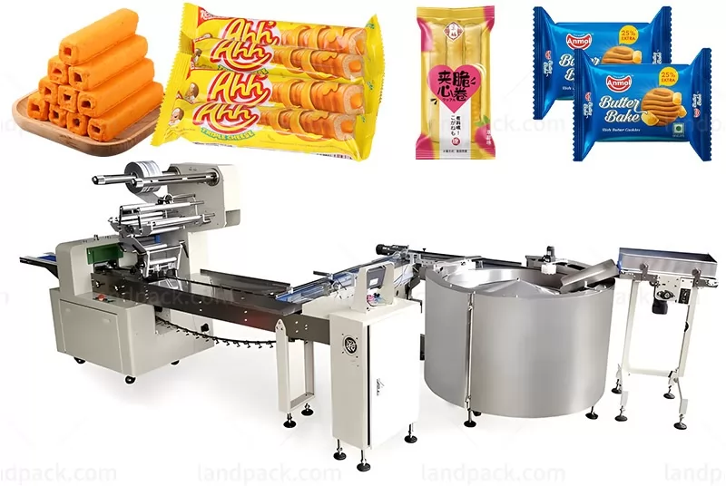 Wafer Biscuit Pillow Bag Feeding Packing Line With Turntable Feeder