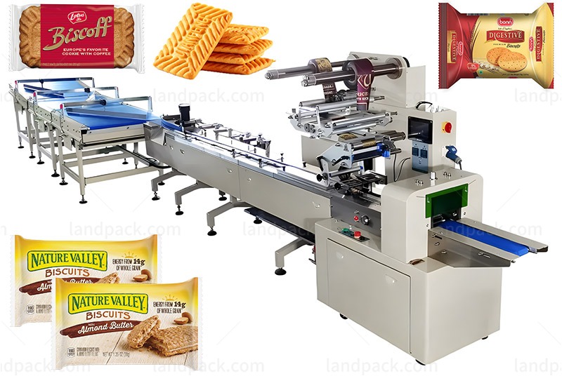 Automatic Biscuit Wafer Flow Feeding Wrapping Packing Machine Line