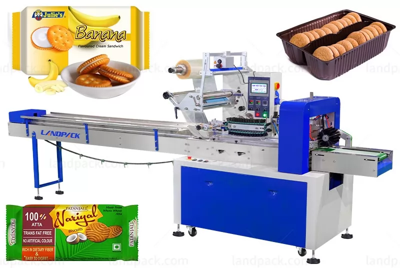 Automatic Biscuits Cookies Flow Wrapping Pillow Bag Packing Machine