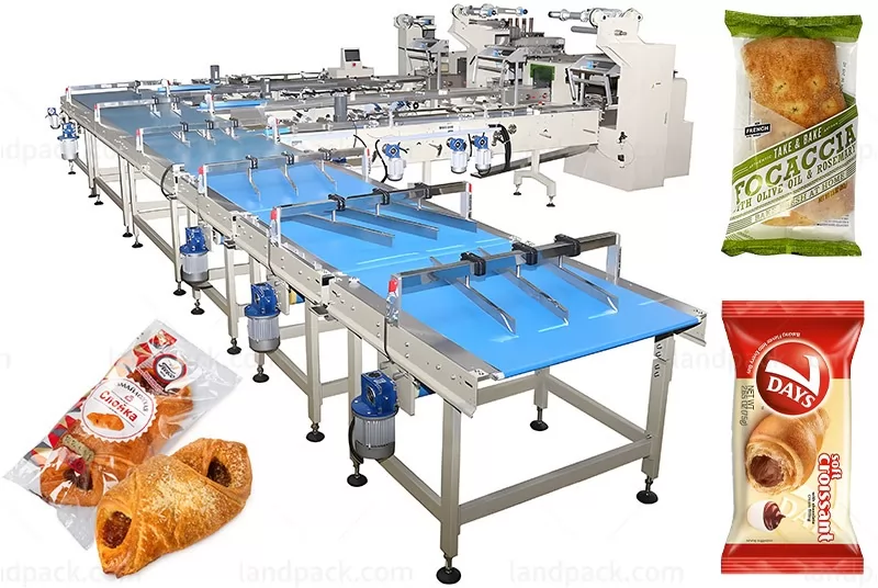 Automatic Bread Ciabatta Feeding Flow Wrapping Packing Machine Line