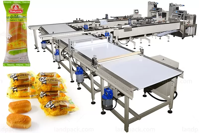 Automatic Bread Cake Feeding Flow Pillow Wrapping Packing Machine