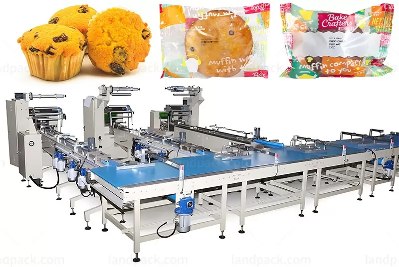 Horizontal Automatic Bread Bakery 1+3 Feeding Packing Line Packaging Machine