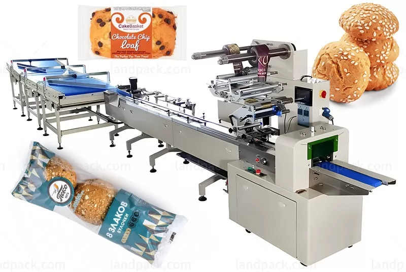 Automatic Feeding Oat Bar Energy Rusk Chocolate Bar Bread Package Machine Line