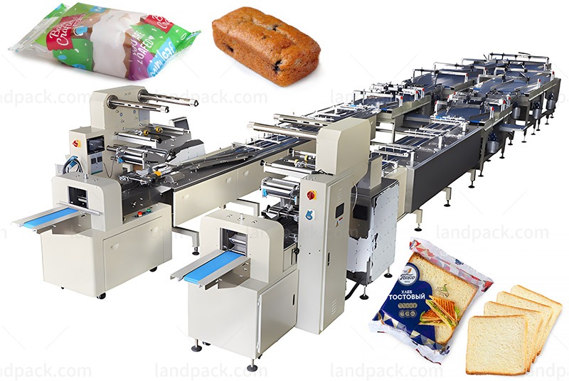 Fully Automatic Bread Chapati Toast Rusk Biscuit Horizontal HFFS Flow Packing Line