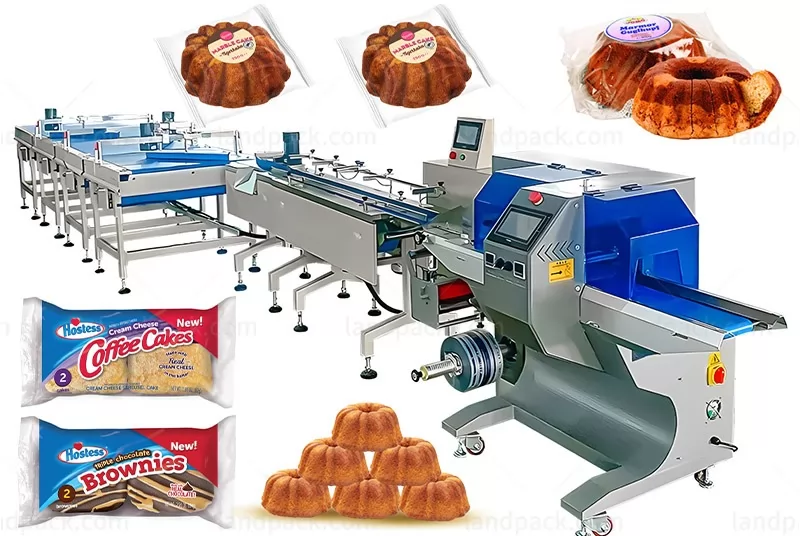 Automatic Bread Toast Waffles Horizontal Flow Feeding Packing Machine Line