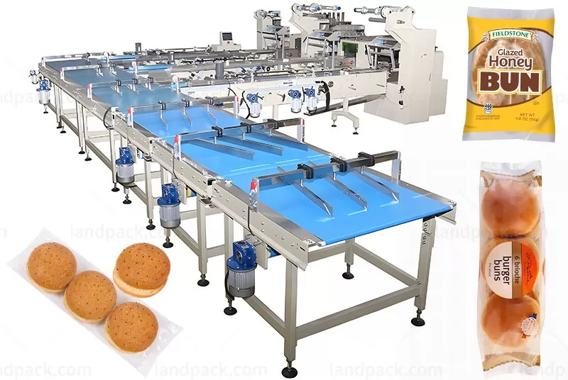 Fully Automatic Bread Biscuit Bun Feeding Packing Line Packaging Machine