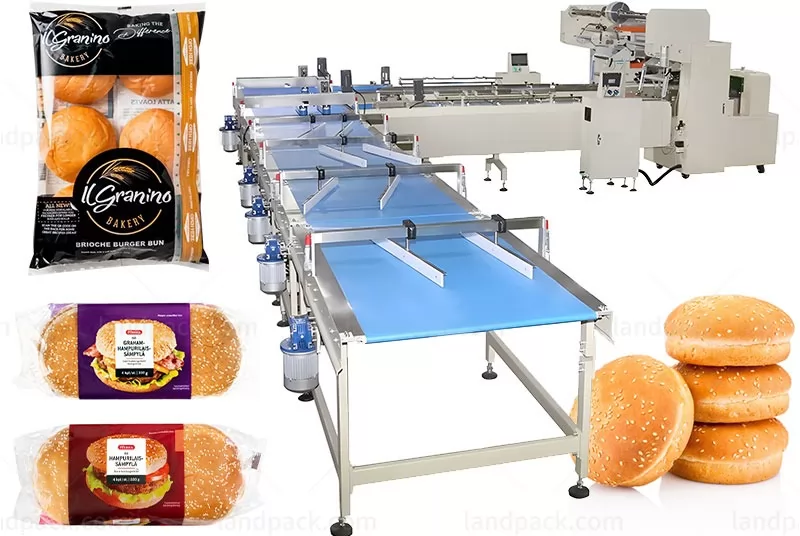 Automatic Feeding Packing Line Horizontal Food Bread Bun Packaging Machine