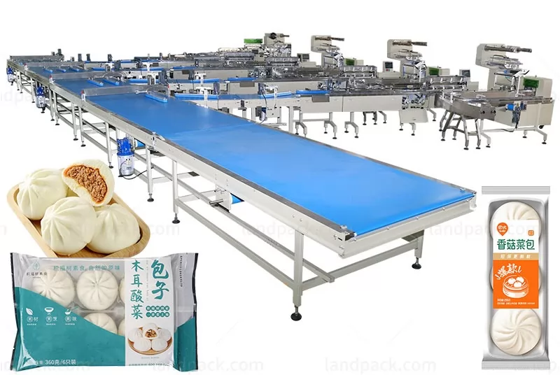 Fully Automatic Bun Cookies Biscuit Feeding Packing Line Packaging Machine