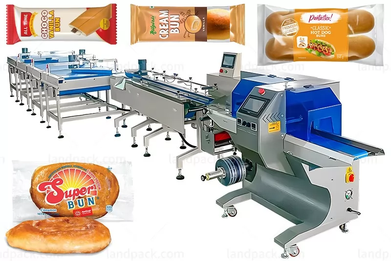 Automatic Bun Rice Cake Flow Feeding Sorting Packing Line HFFS Packaging Machine