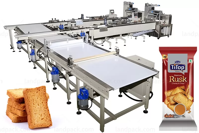 Automatic Biscuit Bread Rusk Multi-Function Packaging packing Food Flow Wrapping Packing Line