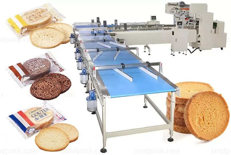 Automatic Biscuit Rusk Horizontal Food Feeding Packing Line High Speed Flow Packing Line