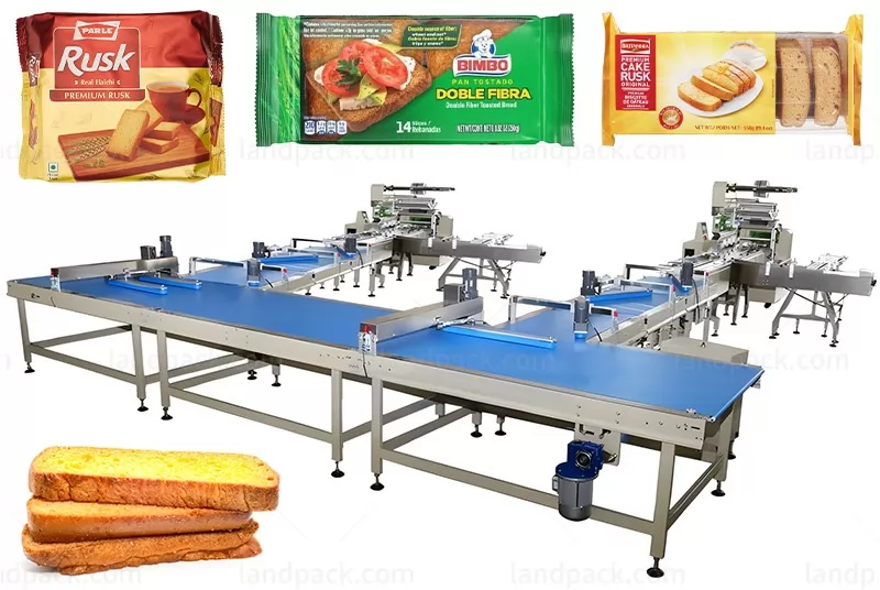 Automatic Horizontal Rusk Feeding Sorting Packing Packaging Machine Line in Tray