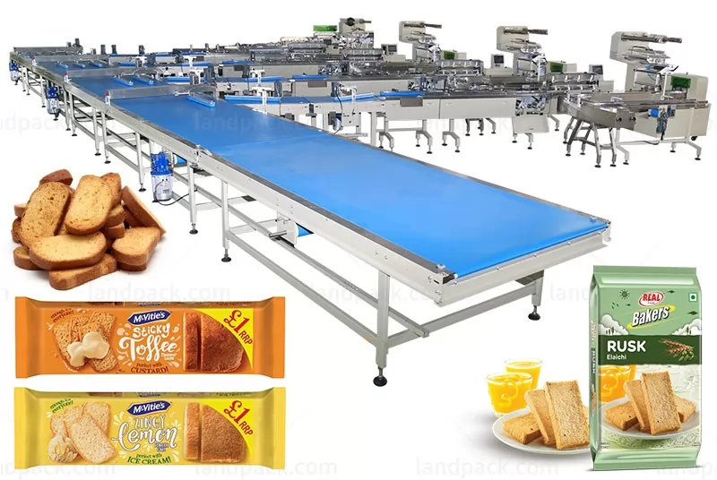 High Speed Energy Bar Protein Bar Rusk Feeding Sorting Packaging Line