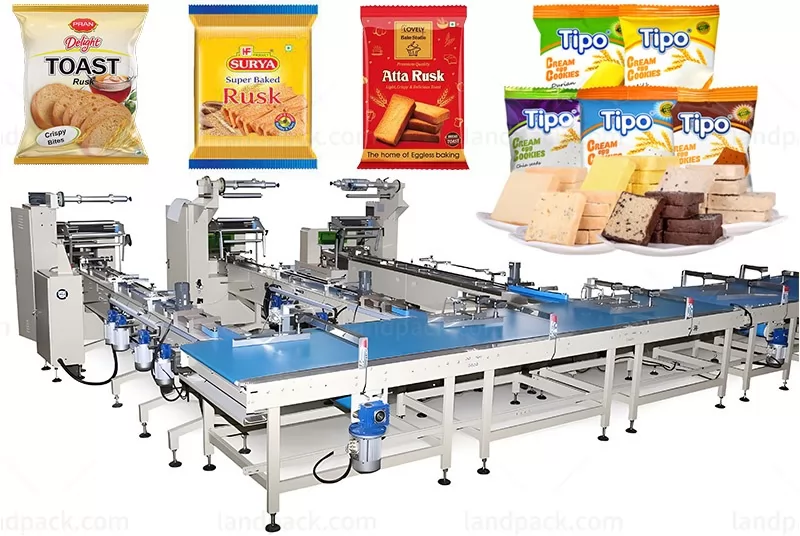 Horizontal Multi-Function Rusk 1+3 Feeding Packing Machine Line