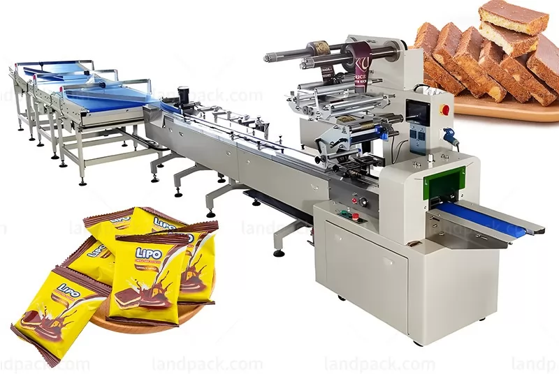 Automatic Rusk Bread Flowpack Packaging Machine Line Cookies Biscuits Feeding Packaging Line