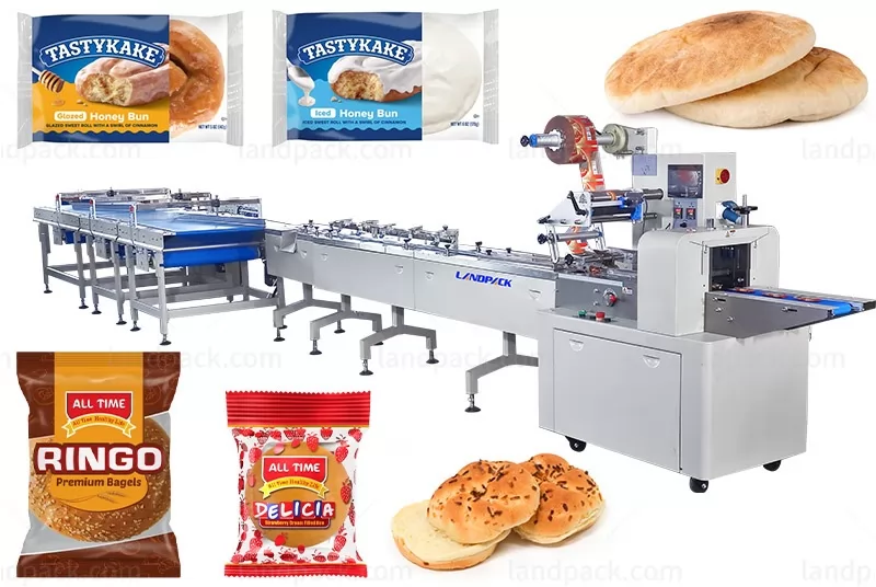 Food Burger Bun Automatic Feeding Line Filling Sealing Flow Packing Packaging Machine