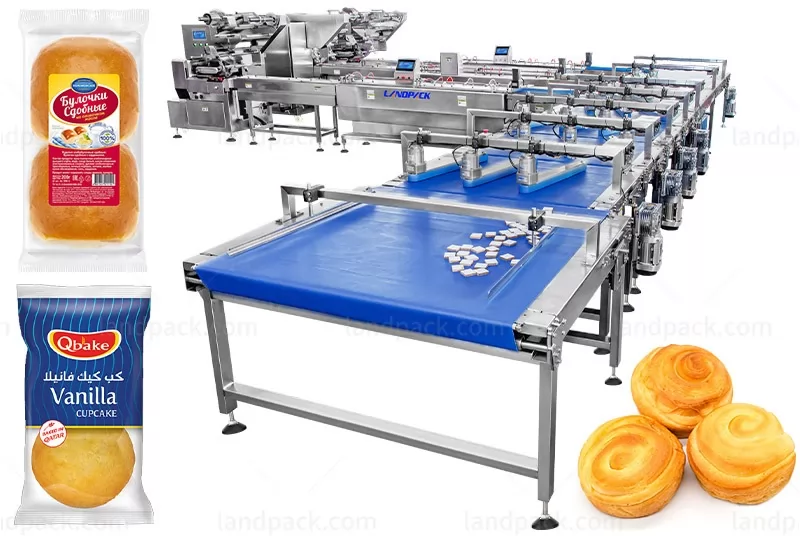 Automatic Feeding Packing Line Bakery Food Burger Bun Hot Dog Hamburger Packing Machine