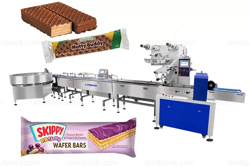 Automatic Packing Wafer Egg Roll Puff Cracker Roll Flow Wrapping Machine