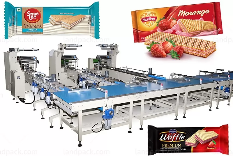 Automatic Wafer Feeding Packing Line Horizontal Pillow Bag Packaging Machine