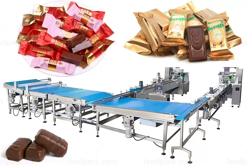 Fully Automatic Candy Gummy Wafer Chocolate Horizontal Wrapping Machine Packing Line