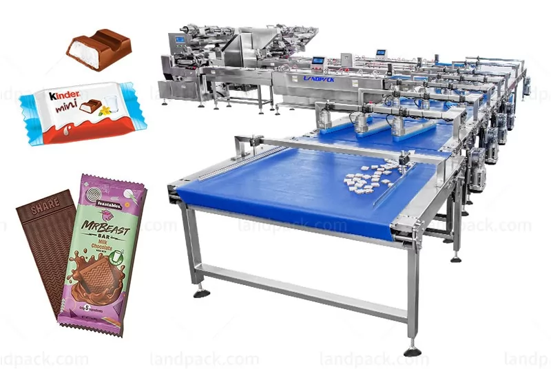 Automatic Chocolate Bar/Cube/Block Horizontal Flow 1+3 Feeding Packing Line