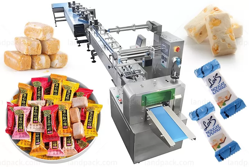 High Speed Automatic Flow Wrapper Feeding Packing Machine Line For Candy Chocolate Bar Gummy