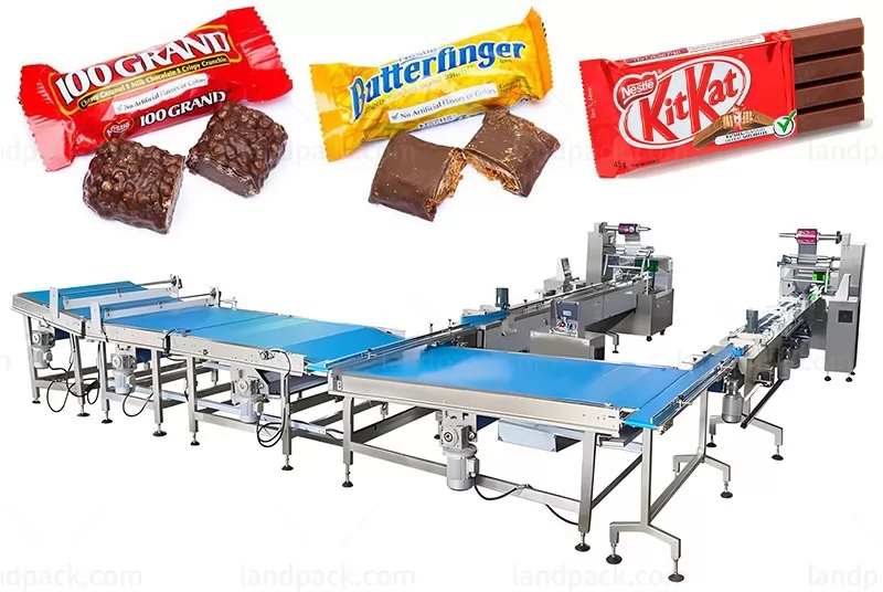 Automatic Chocolate Flow Packing Machine Small Chocolate Bar Horizontal Feeding Packaging Line