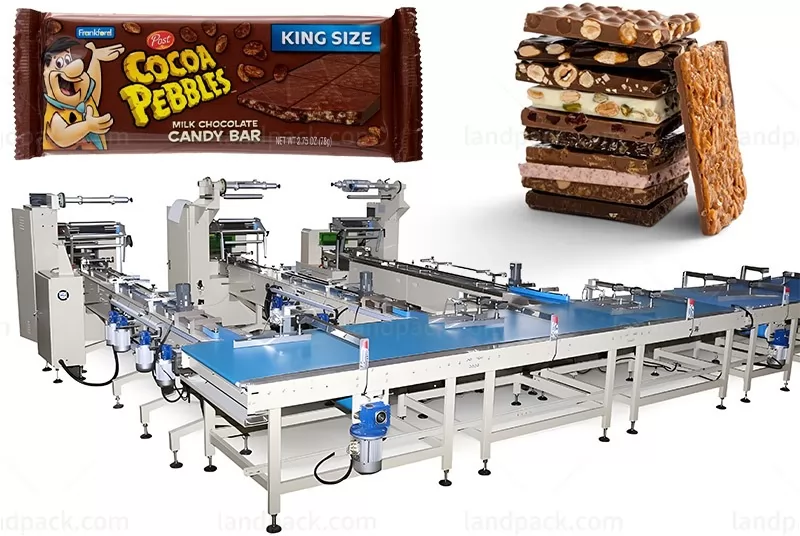 Multi-function Horizontal Pillow Flow Packing Protein Energy Bars Chocolate Bar Packaging Feeding machine Line