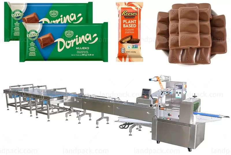 Automatic Chocolate Snack Bar Feeding Line Food Wrapping Packing Machine