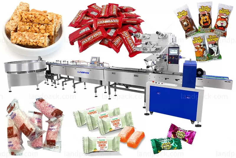 Automatic Packing Caramel Candy Taffy Flow Feeding Wrapping Machine