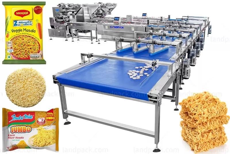 Horizontal Automatic Chowmein Noodles Vermicelli Flow 1+3 Feeding Packing Line