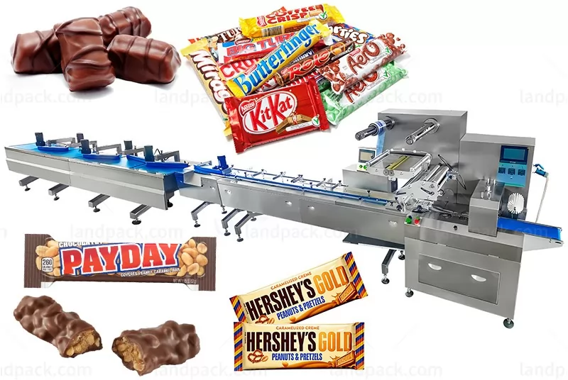 Automatic Chocolate Feeding Sorting Packing Line Cake Bun Flow Packaging Machine