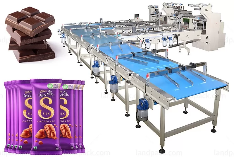 Automatic Ciabatta Chocolate Bars Feeding Flow Wrapping Packing Machine Line