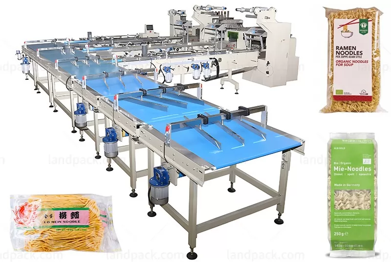 Automatic Instant Noodles Pasta Feeding Flow Wrapping Packing Machine Line