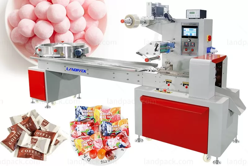 High Speed Candy Flow Wrapping Packing Machine With Turnable Feeder