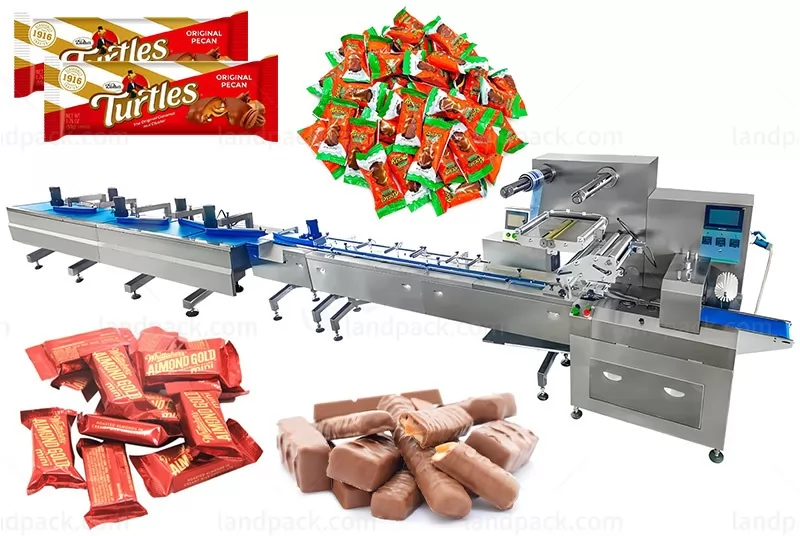 Automatic Candy Feeding Sorting Packing Line Gummy Caramel Flow Packaging Machine