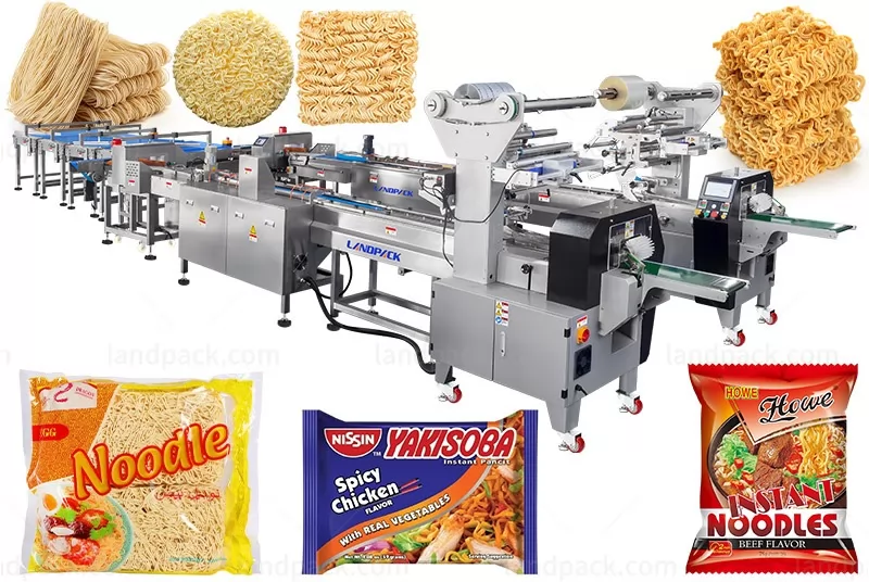 Automatic Instant Noodle Spaghetti Pillow Bag Horizontal 1+2 Feeding Packing Line