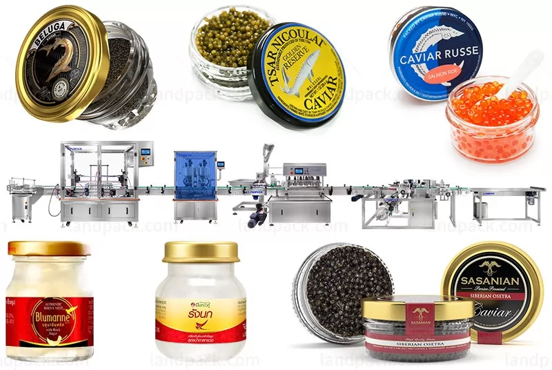 Automatic Caviar Tahini Chutney Jar Filling Capping Labeling Machine Line