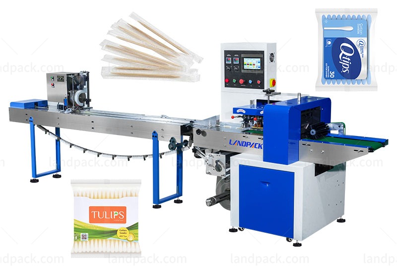 Automatic Feeding Swabs Cotton Bud Flow Counting Wrapping Packing Machine