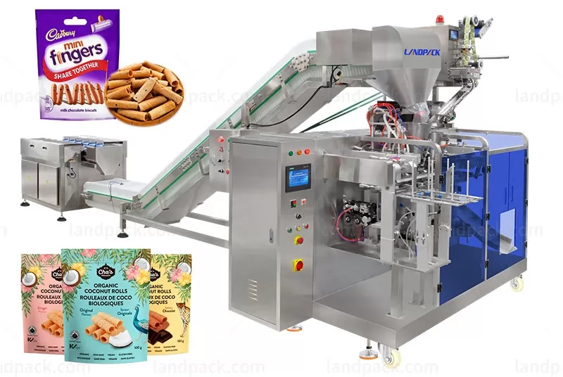 Full Automatic Snack Egg Rolls Premade Bag Doypack Packing Machine