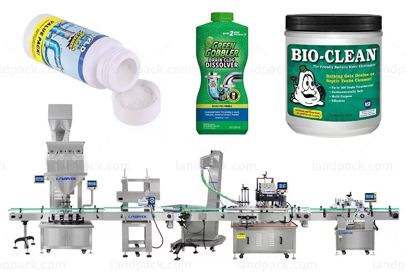 Detergent Powder Pool Cleaning Powder Bottle Filling Capping Labeling Machine