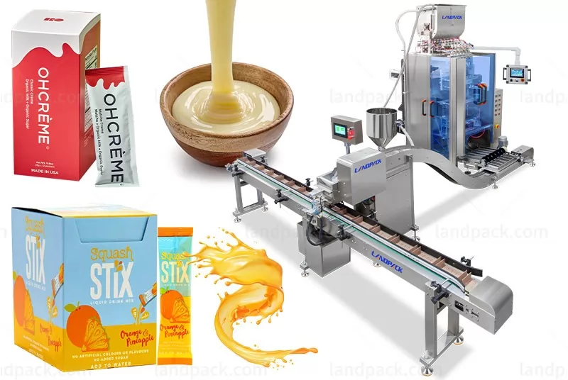 Automatic Liquids Stick Bags Packaging Line With Counting Filling Cartooning System