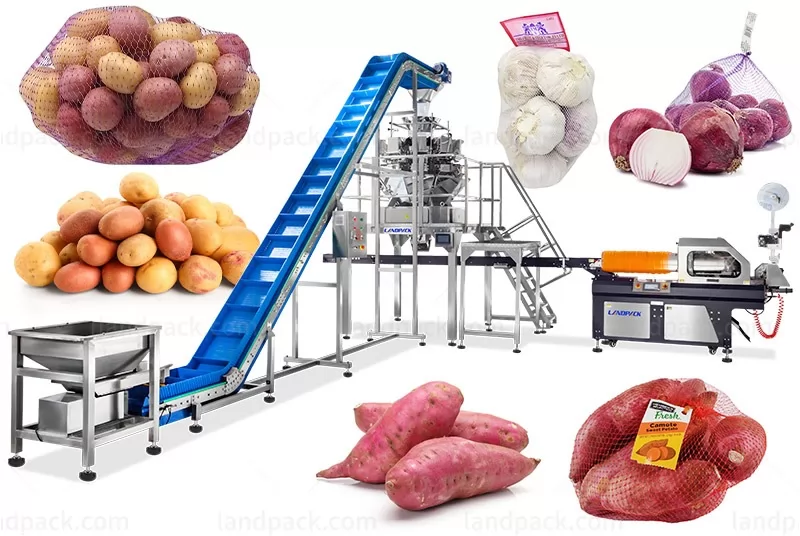 Automatic Orange Fruit Vegetable Net Bag Mesh Bag Weighing Packaging Labeling Machine