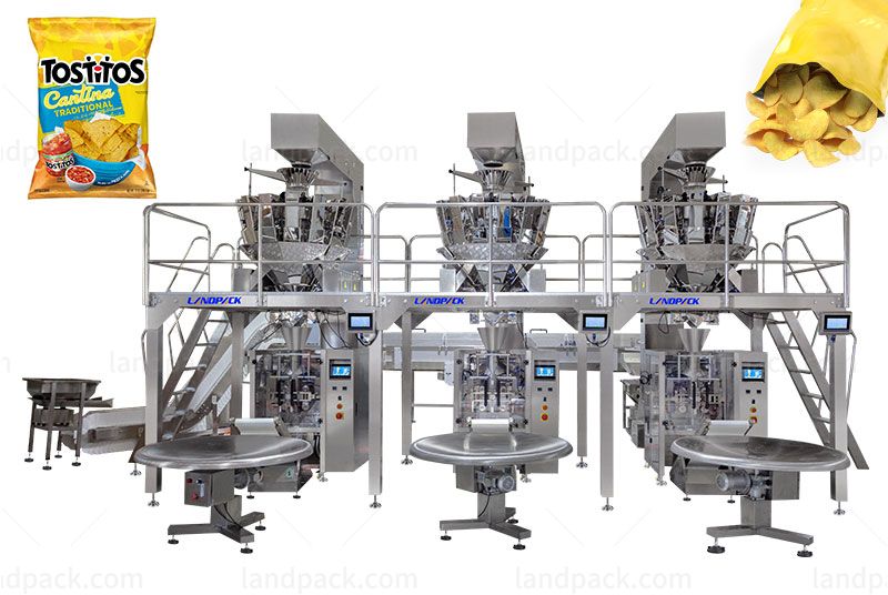 Automatic Granule Snack Potato Chips Popcorn Vertical Weighing Packing Line