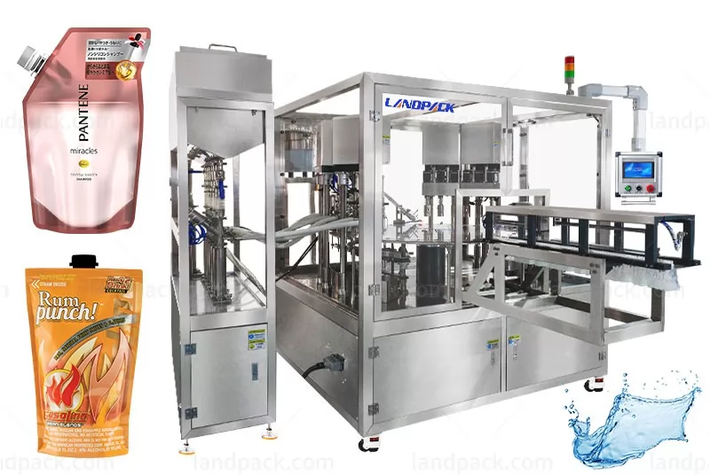 Automatic 6 Heads Spout Pouch Filling Capping Machine for Puree Sauce Laundry Detergent Fruit Juice